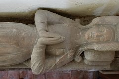 Chrishall - Effigy  14th century recumbent stone effigy of a woman in a recessed tomb. : Church, Essex, Chrishall, Effigy, C14