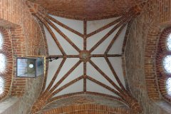 Feering - All Saints - Vault  The brick built early 16th century porch has a beautiful tierceron vault. : Church, Essex, Feering, All Saints, Grade 1, C14, C15, C16, C17, Tudor, Vault, Porch, Brickwork