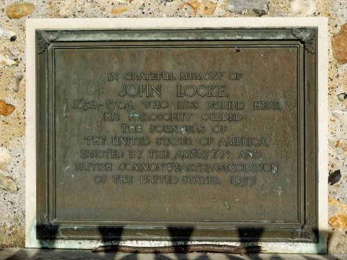 High Laver - All Saints - Plaque marking John Locke's Tomb