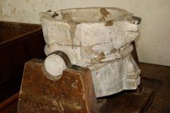 High Easter - St Mary - Mortar  This is believed to be a mortar used for making lead for the windows. : Church, Essex, High, Easter, St Mary, Norman, C14, Medieval, Tudor, Queen, Post, Grade 1